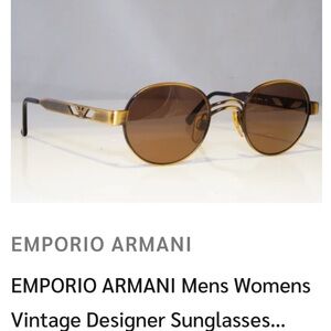 Emporio Armani Round Gold Metal Sunglasses. Vintage 90s